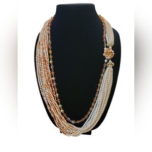 Vintage Japan Multi Strand Beaded Necklace
